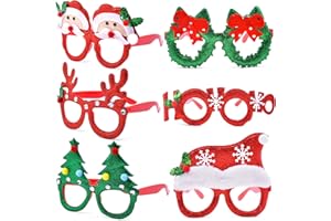 WOBENY 6 Pcs Glasses Party Decor, Glitter Party Sunglasses Frames Novelty Costume Eyeglasses Photo Props for Adults Kids, Fun Party