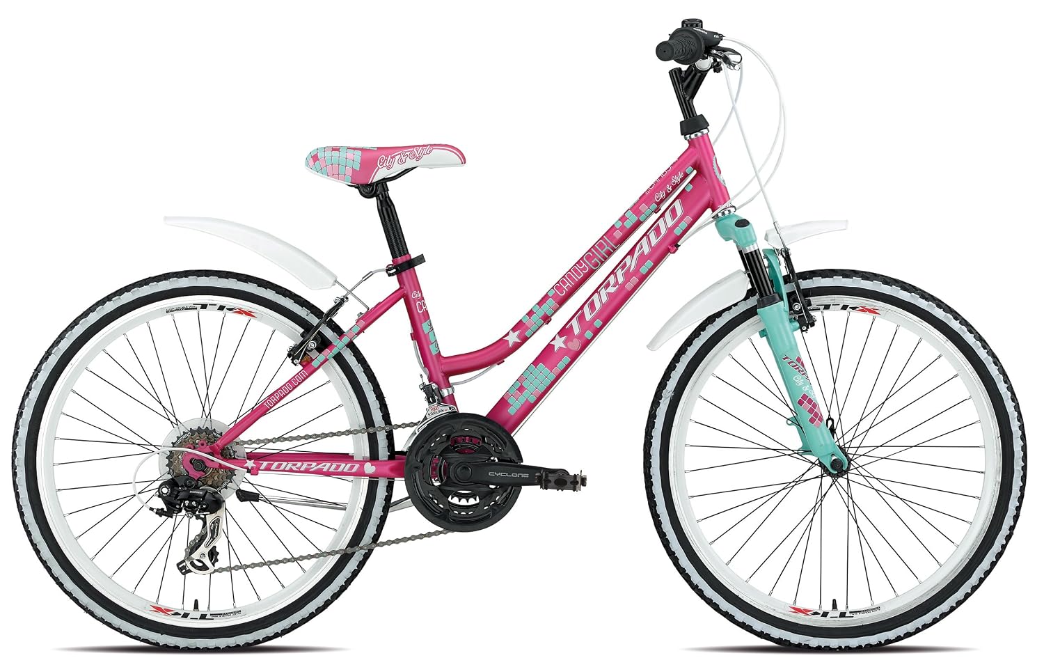 bicycle mtb junior candy 24 3x6s pink Bambino Kid Torpado bici mtb junior  candy 24 3x6v rosa Sport e giochi all'aperto urban-earth.co.uk