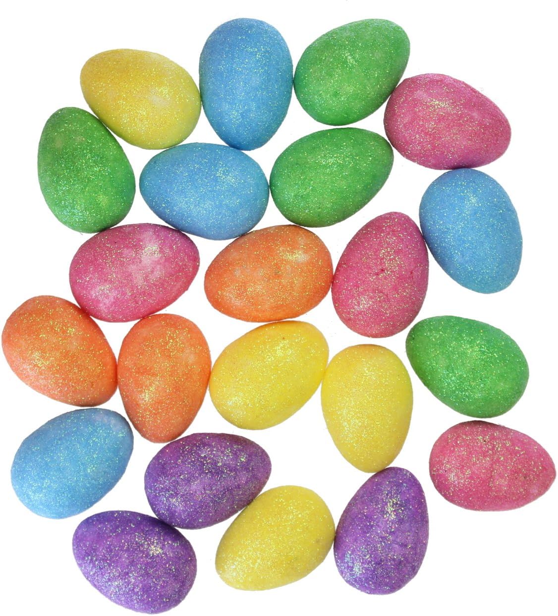 PMS PACK OF 22 GLITTER EGGS IN  POLYBAG WITH HEADER CARD