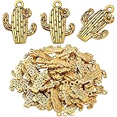 Hmjpng 40pcs Antique Golden Desert Flower Cactus Charms Pendants Alloy Tropical Theme Desert Plant Charms Jewelry Making Accessories for DIY Bracelet Necklace Crafts Birthday Party Favor Gifts