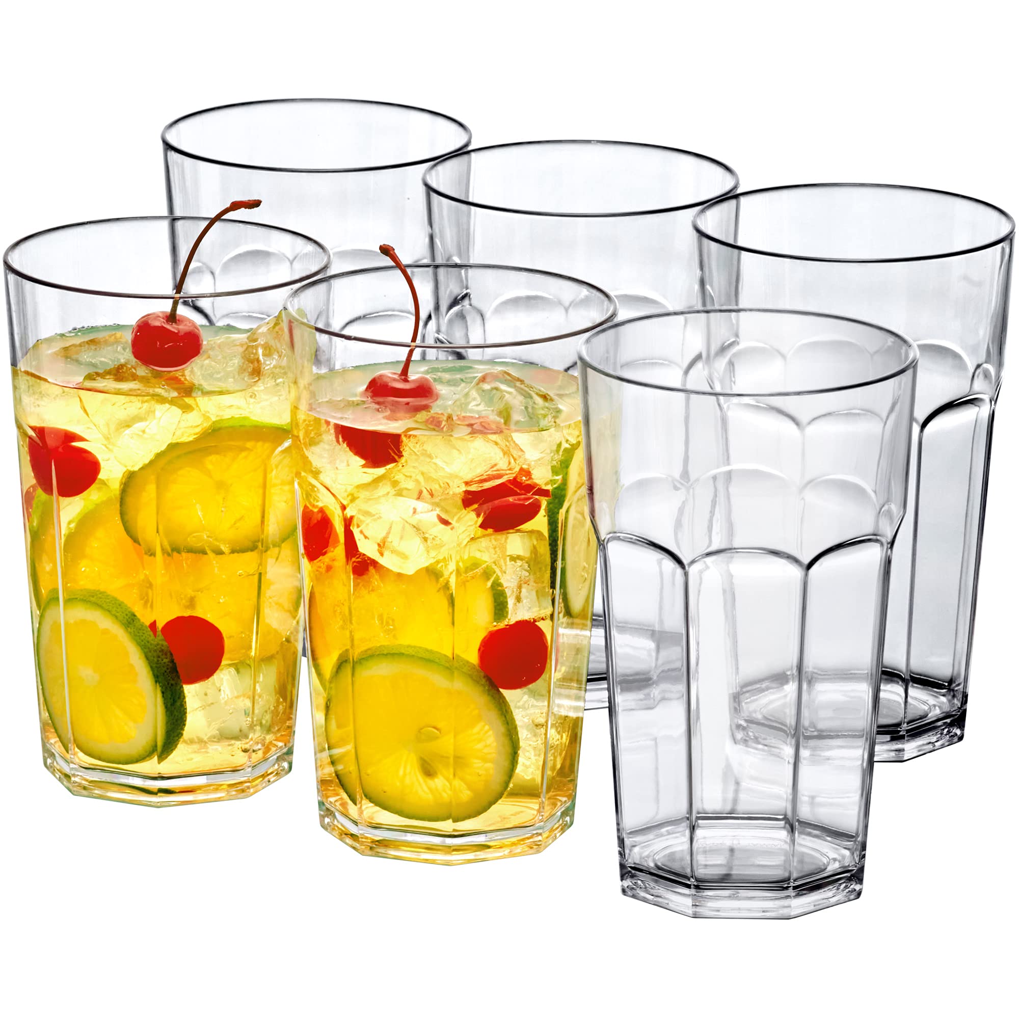 Photo 1 of Amazing Abby - Affinity - 20-Ounce Plastic Tumblers (Set of 6), Clear Reusable Plastic Cups, Stackable, BPA-Free, Shatter-Proof, Dishwasher-Safe