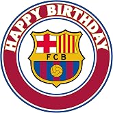 7.5 Barcelona Cake Topper &ndash; Round Edible Birthday Cake Decorations, Happy Birthday Cake