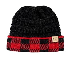 Funky Junque Kids No Pom Beanie - Buffalo Check