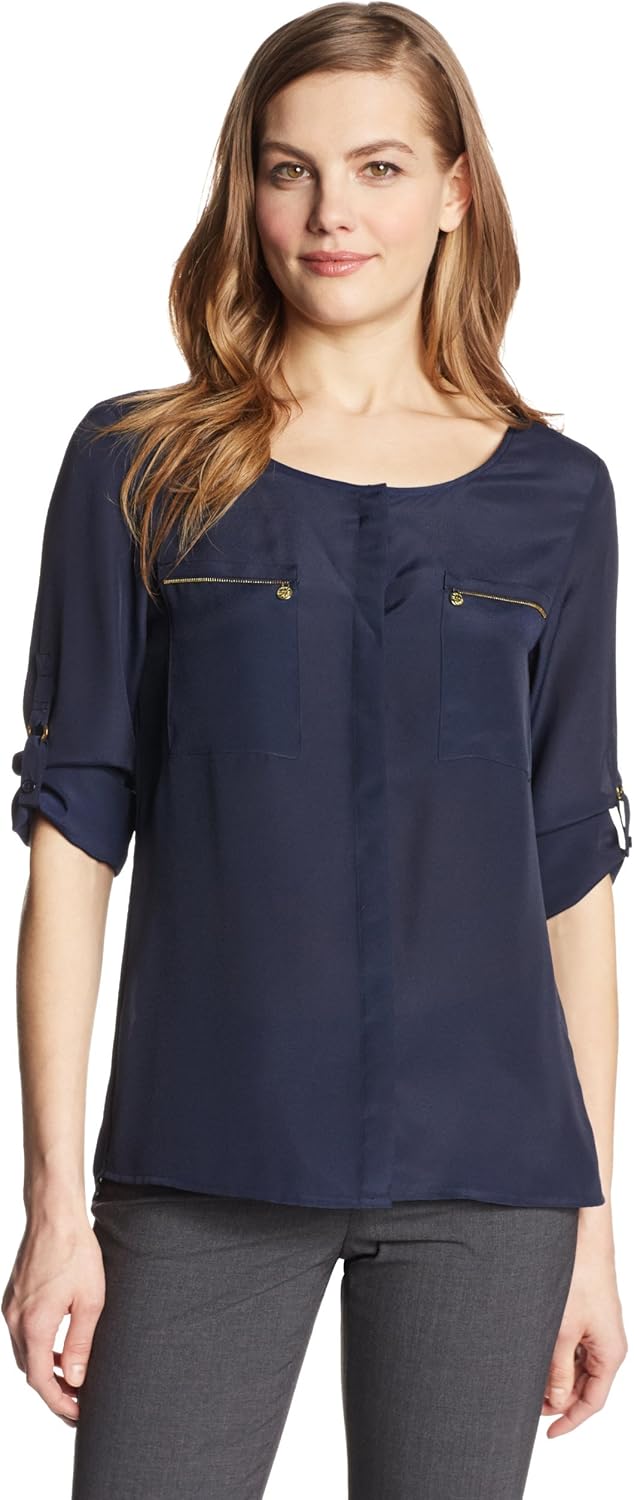 Anne Klein Women's Zipper Pocket Shirt at Amazon Women’s Clothing store
