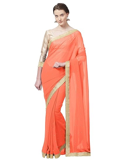 Womens Georgette Saree With Blouse Piece