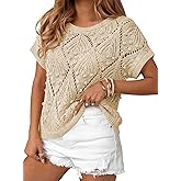 Cakulo Womens Summer Short Sleeve Crochet Sweater Casual Boho Crop Tops 2026 Beach Vacation Clothes Cruise Outfits