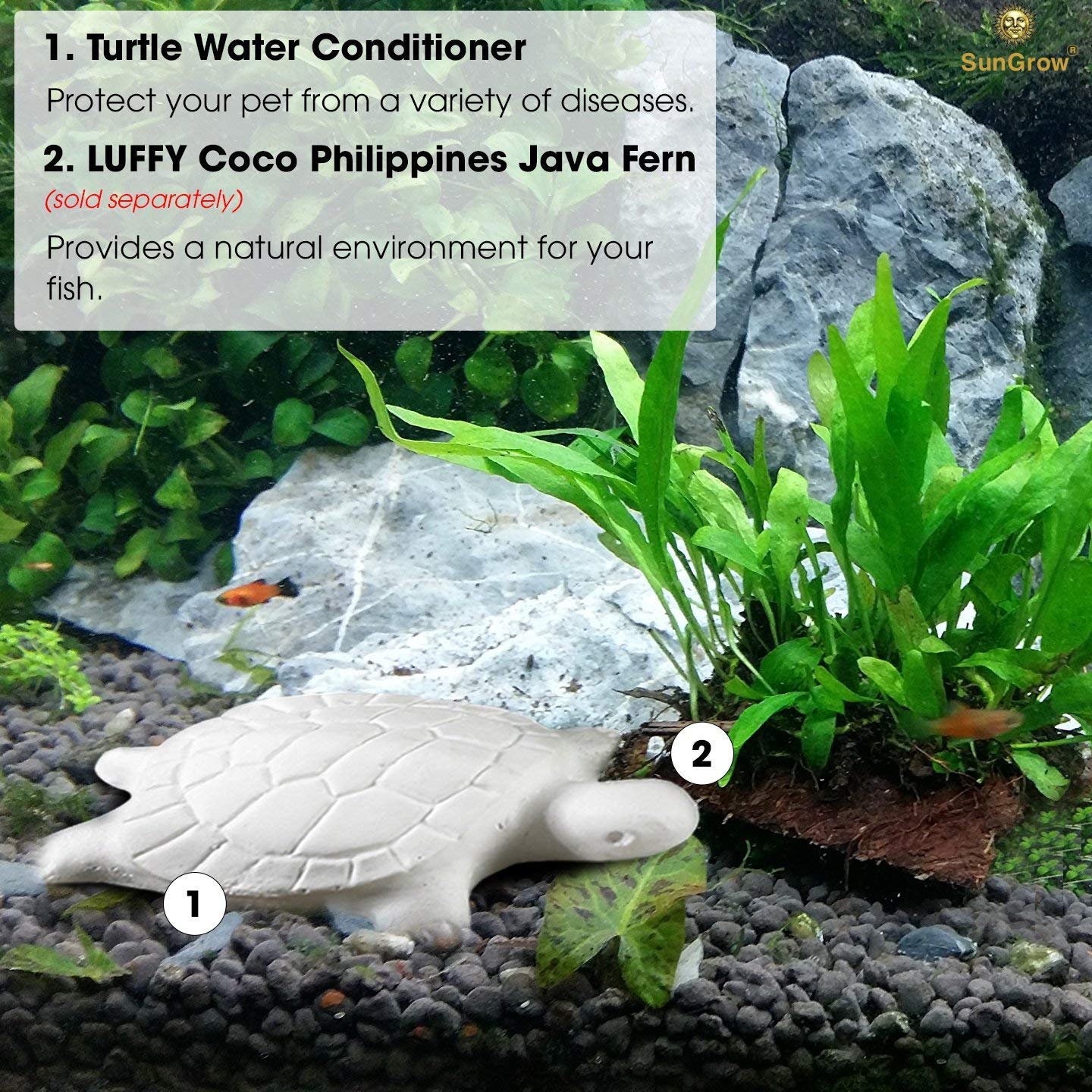Turtle Water Conditioner by SunGrow – Protects Turtles, Amphibians & Reptile Pets from Salmonella - Contains Calcium for turtle Shell Development - One Block Sufficient for 60 Days