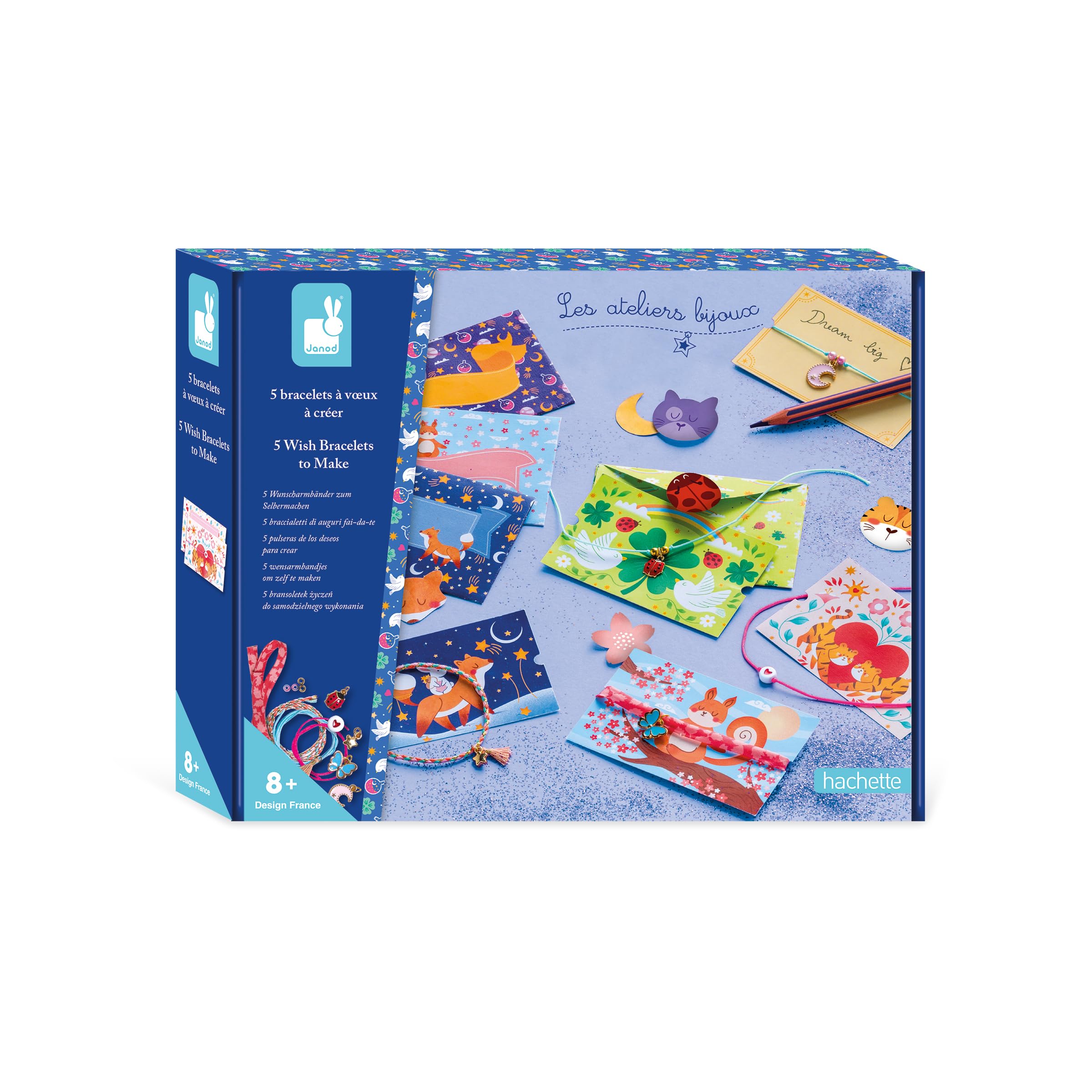 Janod - 5 Bracelets to Create - Les Ateliers Bijoux - Children's Creative Leisure Kit - Fine motor skills and concentration - From 8 years - J09127