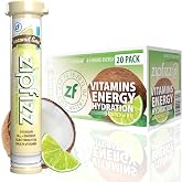 Zipfizz Energy Drink Powder, 20 Pack Electrolyte Mix with B12- Coconut Lime | Hydration tubes with vitamin drink benefits, 100mg caffeine, B12, electrolytes, &amp; no artificial sugar for active lifestyle