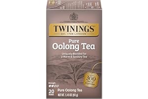 Twinings Pure Oolong Tea Individually Wrapped Bags, 20 Count (Pack of 1), Warm, Nutty Flavor & Golden Colour, Caffeinated, Enjoy Hot or Iced, 20 Teabags