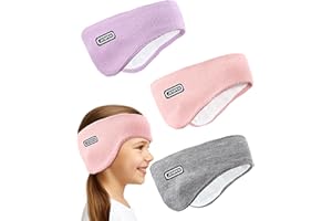 JenPen 3 Pcs Double-layer Ear Warmer for Kids Headband-knit Fuzzy Lined Winter Ear Muffs Cover for Boys Girls Ski Cycling(Light Color,3 Pcs)