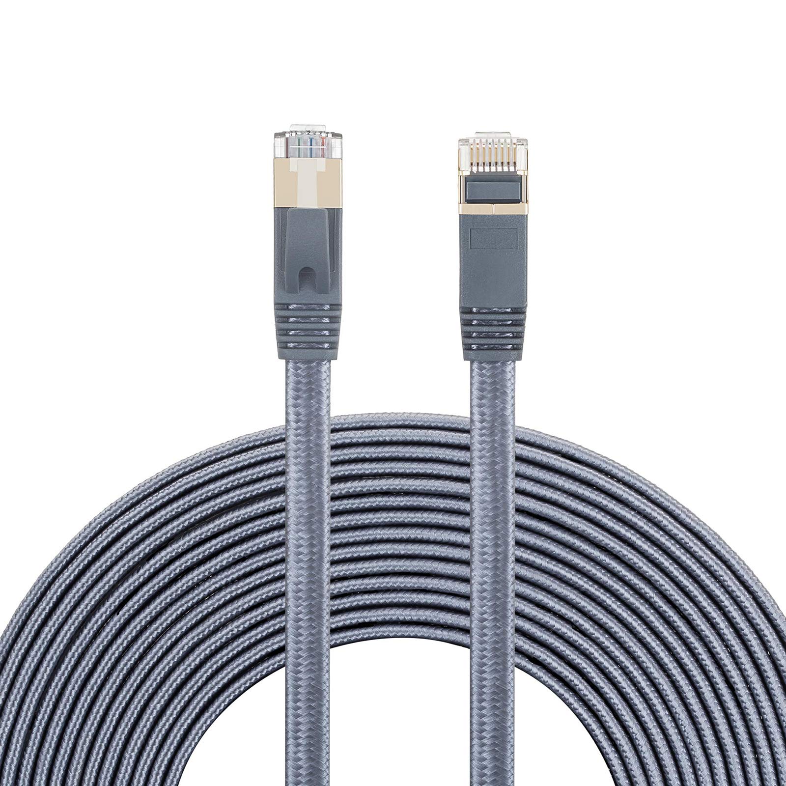 Nanxudyj Cat 7 Ethernet Cable 0.5M, Nylon Braided CAT7 Shielded Internet Cable RJ45 LAN Cable High Speed Gigabit Network Patch Cord Gold Plated Plug STP Wires for Router, Modem, Xbox, PS4, Camera.
