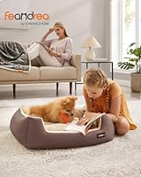 Feandrea Dog Bed Sofa with Removable Reversible Cushion 70x55x21 cm Coffee view 2