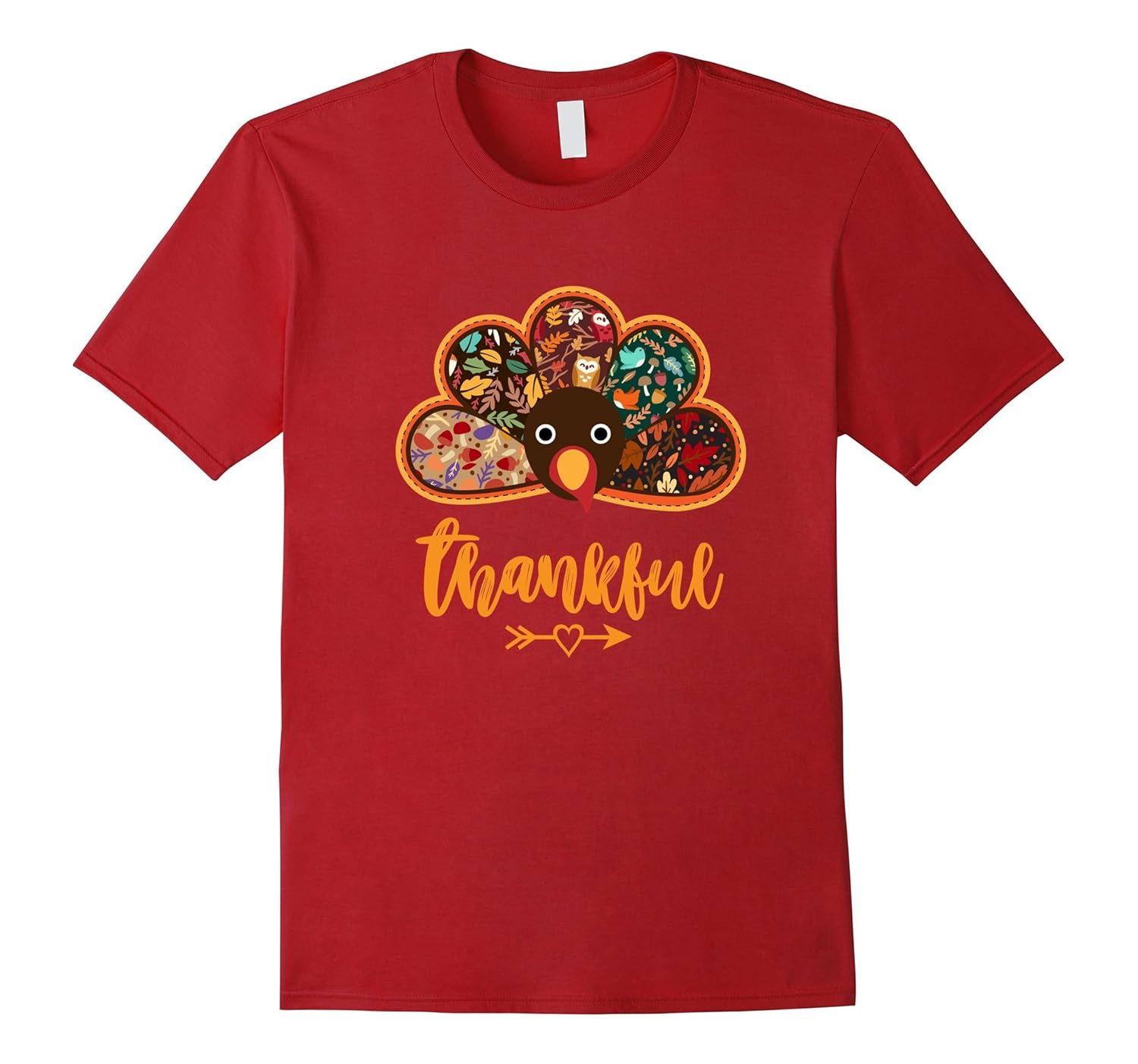 Women Thankful Printed Turkey Pattern Short Sleeve T-shirt-ANZ