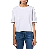 Armani Exchange Women's Cropped Emroidered & Printed Monogram Logo Boxy Fit Tee