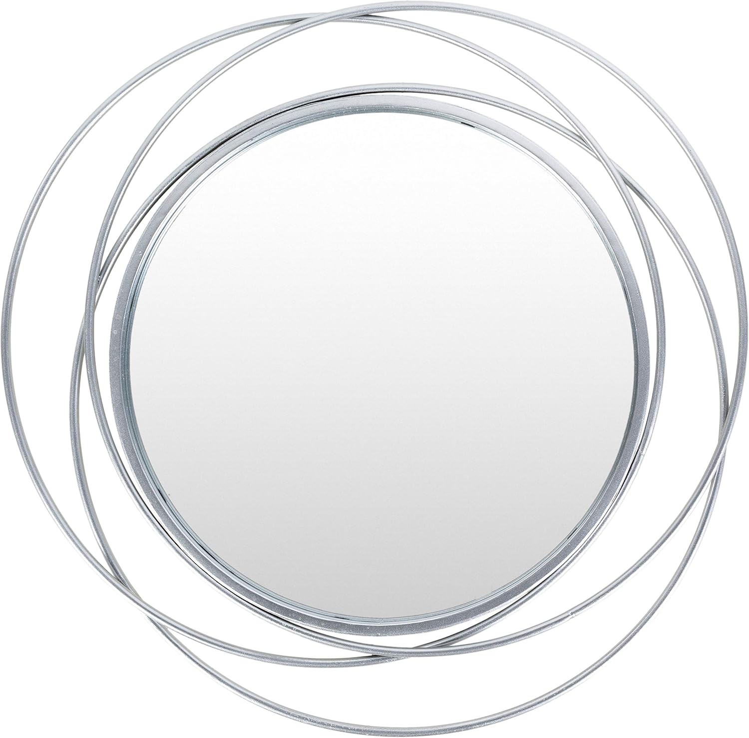 UKN Modern Circles Silver 24inch Round Mirror 24" h X 24