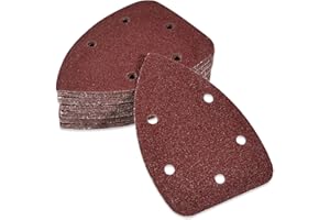KingBra 40 Grit Mouse Detail Sander Sandpaper 5 Holes Sander Pads Hook and Loop Sanding Sheets, Pack of 30