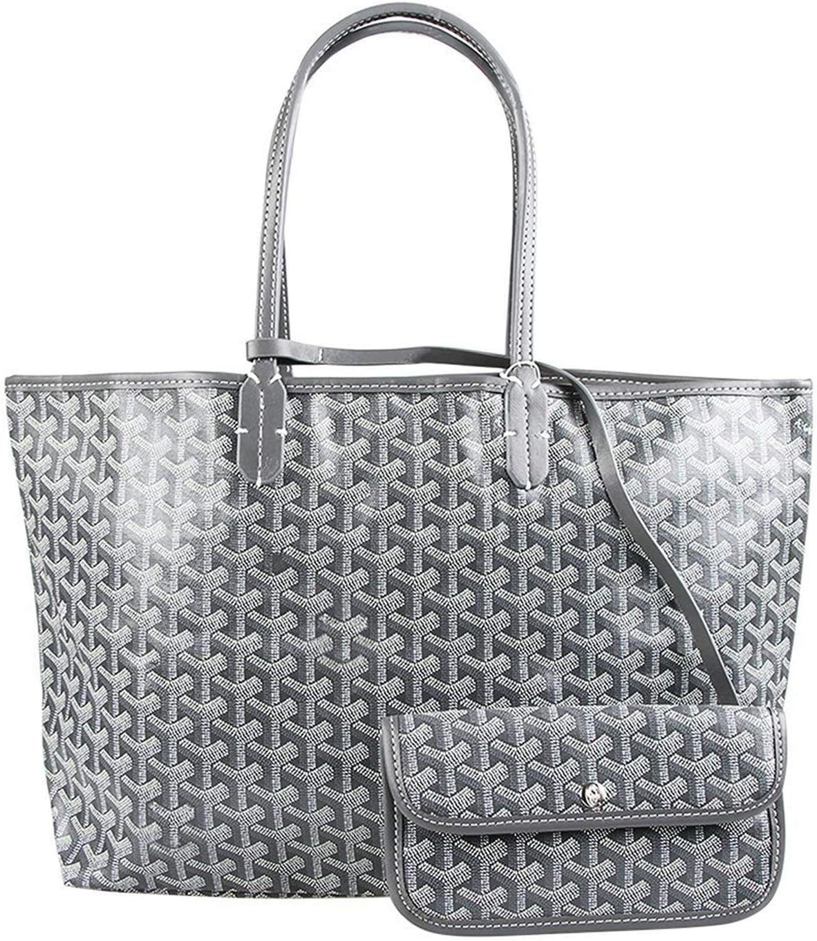 Stylesty Fashion Shopping PU Tote Bag, Designer Shoulder Handbags with Key Ring Grey Size: L