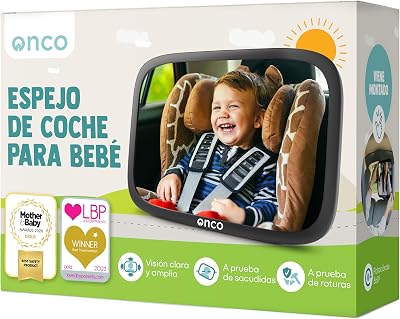 Onco Car Mirror Baby Rear Seat - 100% Shatterproof, Espelho retrovisor do carro do bebê, Universal Fit, espelhos retrovisores do carro, espelho do carro para ver o bebê, bebê recém-nascido