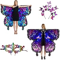 Plainshe Butterfly Wings For Girls - Double-Sided Fairy Wings Costume For Halloween & Dress-Up