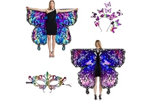 LYL. Ling Halloween costumes for women adult，Double-Sided Butterfly Wings，Butterfly Costume for Women，3PCS Fairy Wings Set.