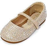 DREAM PAIRS Toddler Girls Dress Shoes Mary Jane Ballet Flats, Flower Girl Shoes with Rhinestone, Slip-on Toddler Mary Jane Flats