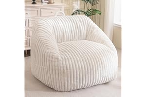BYBYME Giant Bean Bag Chair for Adults and Kids, Large Comfy Cozy Beanbag, Floor Sofa for Teens, Living Room, Gaming, Reading, Beige