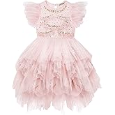 TUTULAND Tutu Dress for Girls - Glitter Sequin Tulle Dress Tiered Layered Flower Girl Dress for Wedding Birthday Photo Prop