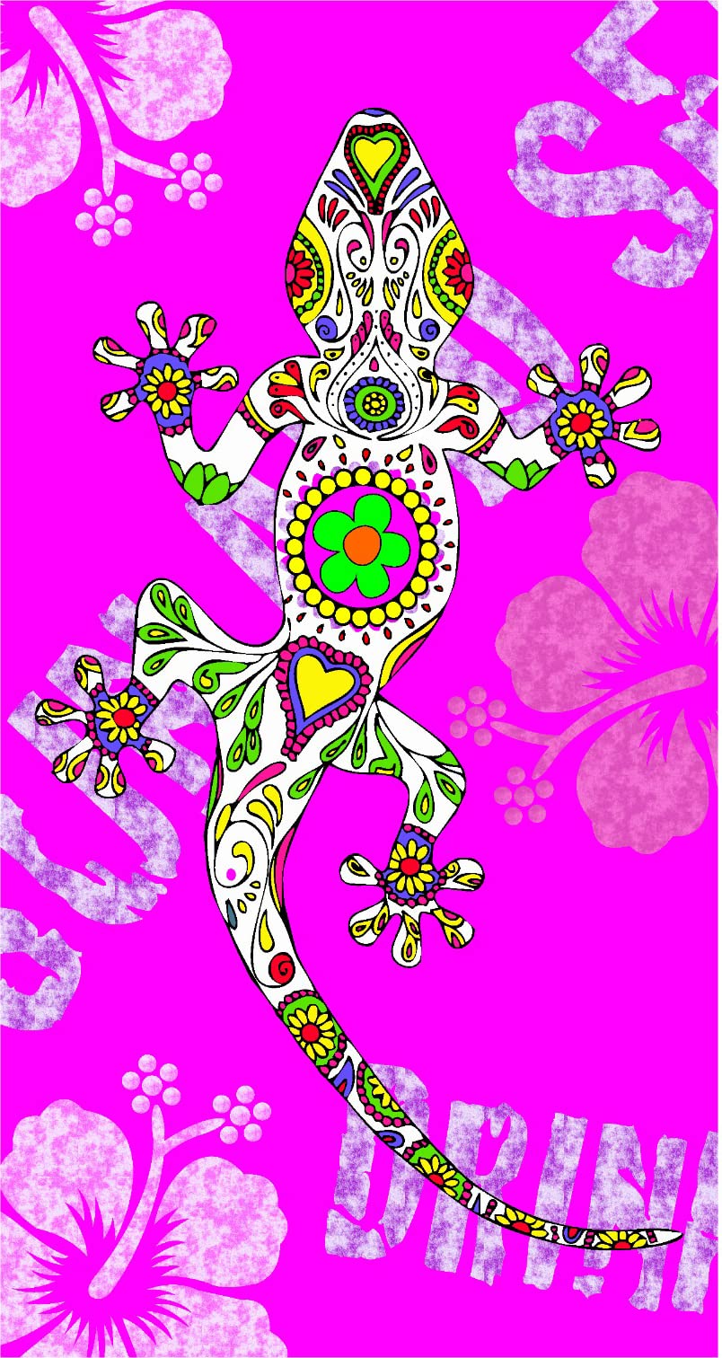 Miracle Home. Lizard Beach Microfibre Towel, 100% Polyester, Pink, 75 x 145 cm — image 1