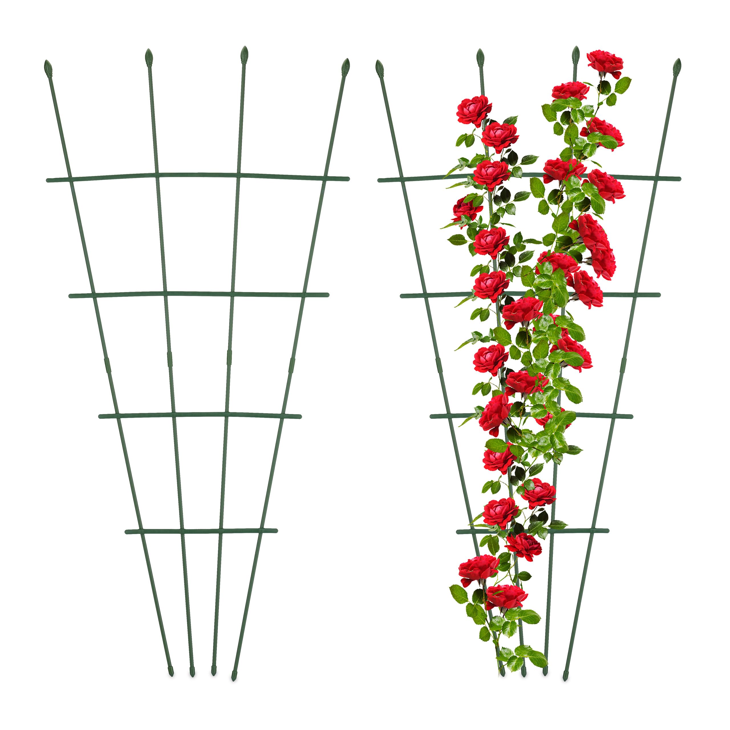 Relaxdays 2X Garden Trellis, Metal & Plastic, HWD: 122 x 59 x 1.5 cm, Growing Support Flowers & Climbing Plants, Green