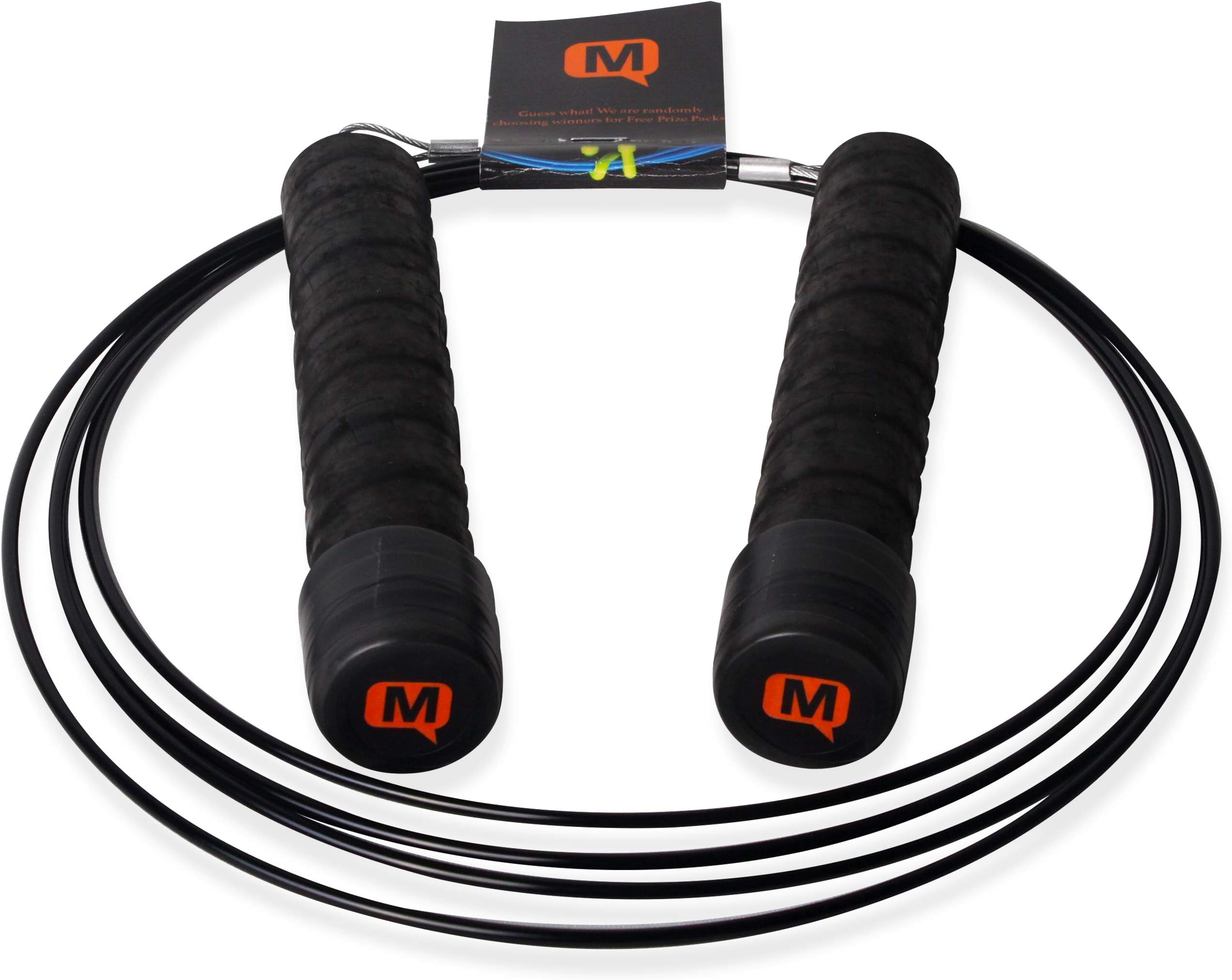 MUTEPremium Speed Jump Rope with Grip Handles, Nylon-Coated Cable and Metal Bearings - Use for Gymnastics, Boxing, Functional Fitness and Cardiovascular Exercise (8'2")