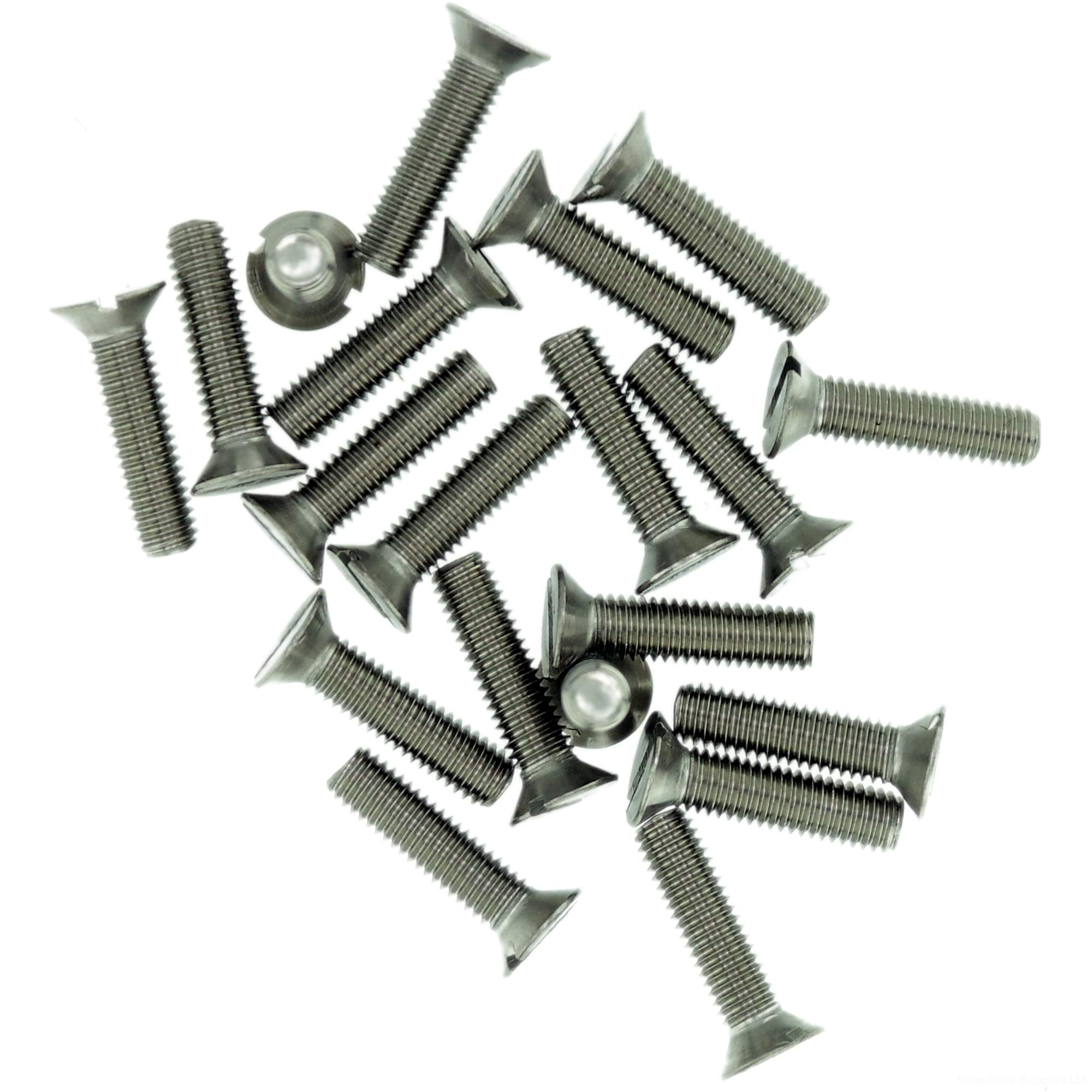 M1.6 (1.6mm x 2mm) Slot Countersunk Machine Screw (Bolt) - Stainless Steel (A2) (Pack of 20)