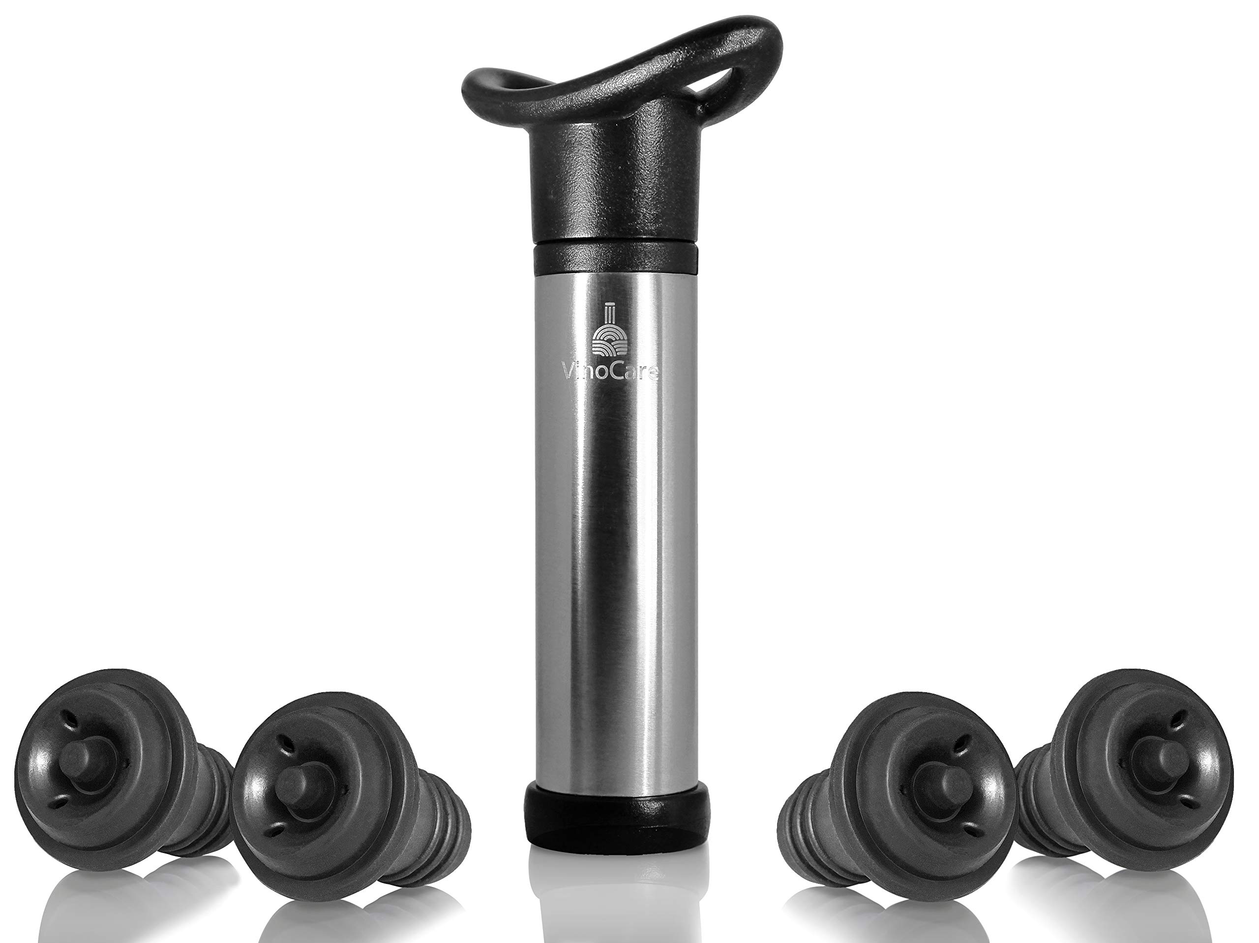 VinoCare® Pro Edition - Premium Vacu Weinpumpe mit 4 Stopfen in Geschenkverpackung