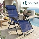 VOUNOT Zero Gravity Chair Folding Sun Lounger with Cup Phone Holder Blue view 2
