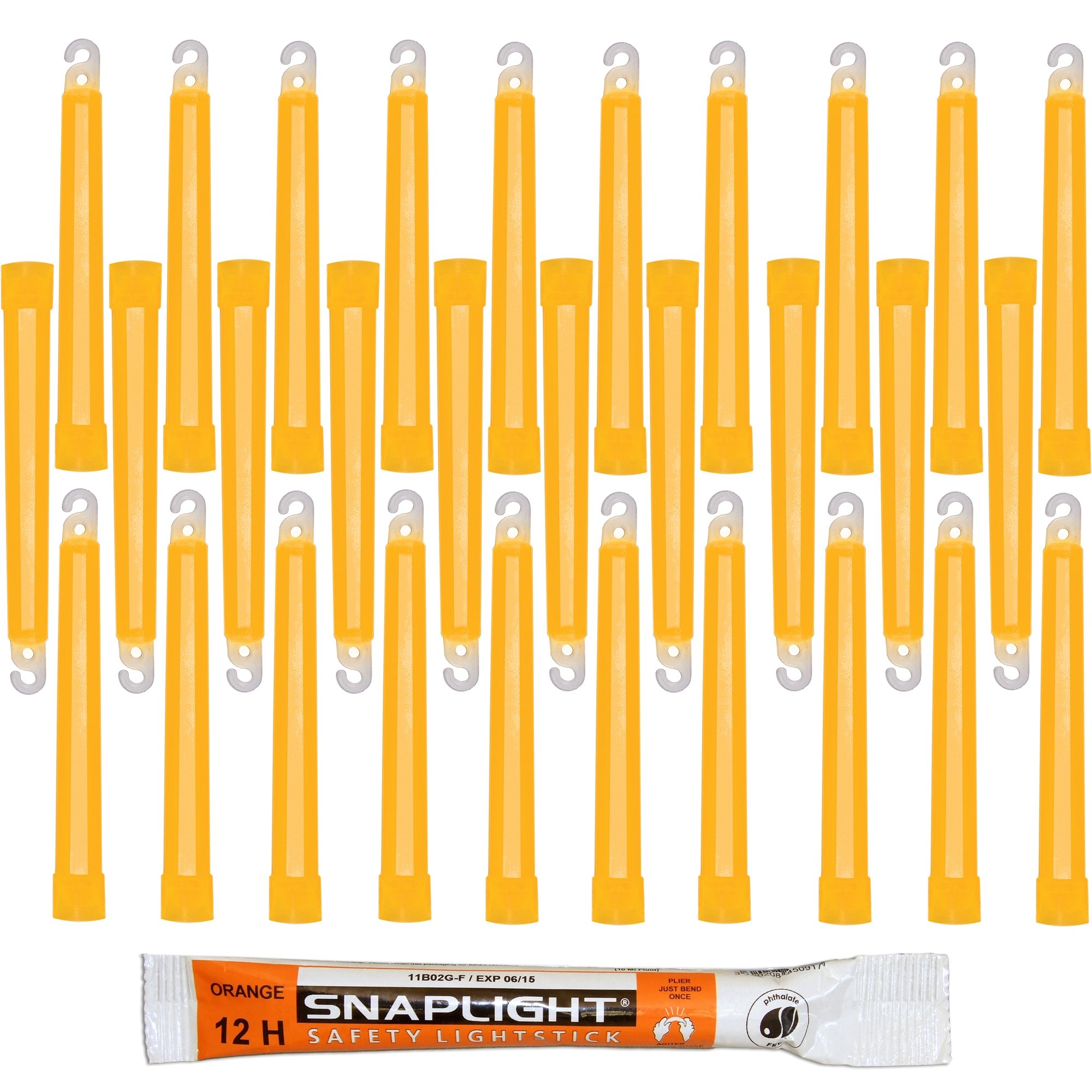 Cyalume SnapLight Orange Light Sticks – 6 Inch Industrial Grade, High Intensity Glow Sticks with 12 Hour Duration (Pack of 30)