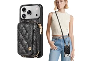 TiMOVO for iPhone 17 Pro Max Wallet Case, RFID Blocking PU Leather Cover for Women, Anti-Theft Wrist Strap, Black