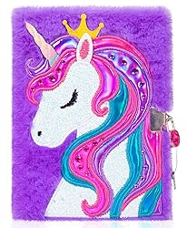 Unicorn Diary for Girls with Lock, Plush Unicorn