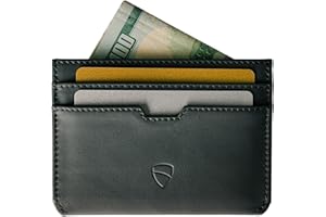 Vaultskin MOORGATE Slim Card Holder - Minimalist Leather Wallet, RFID Blocking Sleeve, Fits Front Pocket, for Men and Women