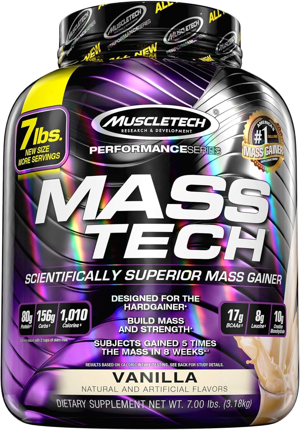MuscleTech Mass Tech, Scientifically Superior Weight Gain Formula, Vanilla, 7 lbs (3.18kg): Health & Personal Care
