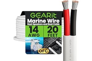 GEARit 14 Gauge Marine Wire, 14/2 AWG (20ft) Marine Grade Tinned Copper Oxygen Free, Duplex 2-Conductor Insulated Red & Black