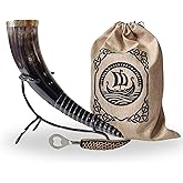 Viking Drinking Horn With Metal Stand and Bottle Opener | Medieval Beer Tankard Mug | 16-18oz Capacity | Quality Horn Cup/Stein | Gift