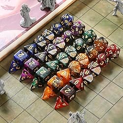 Grajar 35Pcs DND Dice Set with 5 Colorful Animal