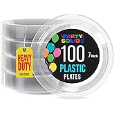 Party Solids Clear Plastic Plates For Party 7" Clear Disposable Plates Heavy Duty 100 Pcs Plastic Dinnerware Sets Heavy Duty 350 GSM Disposable Dinnerware Set