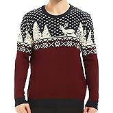 v28 Men's Christmas Reindeer Snowman Penguin Santa and Snowflakes Sweater