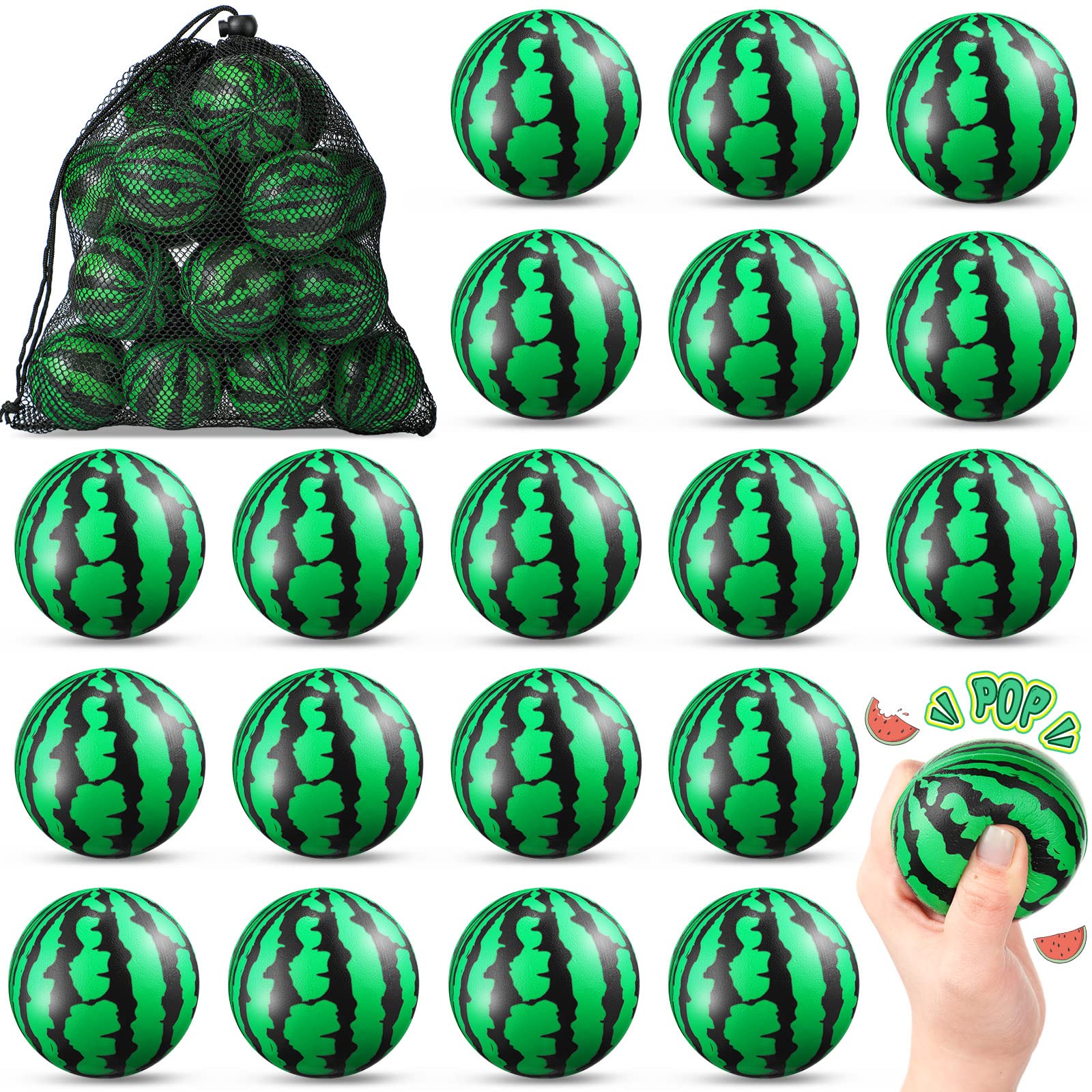 Photo 1 of 20 Pcs Stress Balls Bulk 2.5 Inch Watermelon Party Favor Mini Foam Balls Stress Relieve Fidget Sensory Toy with Drawstring Bags for Children Adults Gifts Party Christmas Decorations