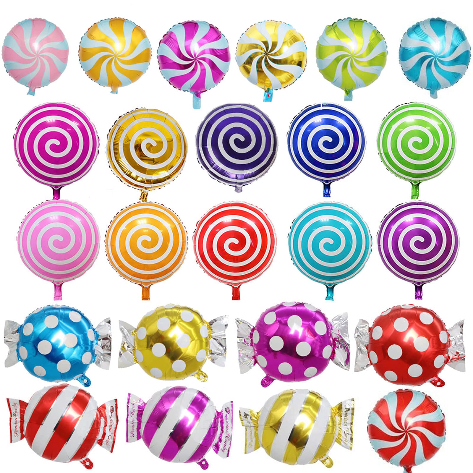Photo 1 of 24Pcs Mylar Foil Sweet Candy Balloons 18 Inch Round Lollipop Balloons for Birthday Baby Wedding Christmas Party Balloons Party Decoration Supplies