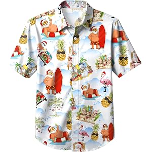 Ithalt Christmas in July Shirt for Women Surfing Santa T-Shirt Tropical Christmas Outfits Summer Vacation Gifts Tops