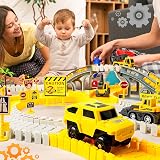 TODARRUN Construction Race Track Toys with 6 Vehicles and Flexible Track Set view 7