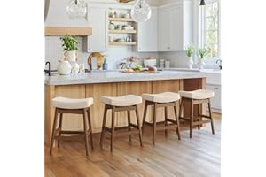 Cozyman Bar Stools Set of 4, Barstools with Sturdy Wood Legs, Saddle Seat Counter Height Bar Stools for Kitchen Counter, Bar,