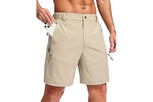 Pudolla Men's Hiking Cargo Shorts Lightweight 7" Travel Casual Shorts for Men Golf Work Outdoor with 5 Zipper Pockets